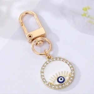 NIP EVIL EYE GOLD CRYSTAL KEYFOB KEYCHAIN